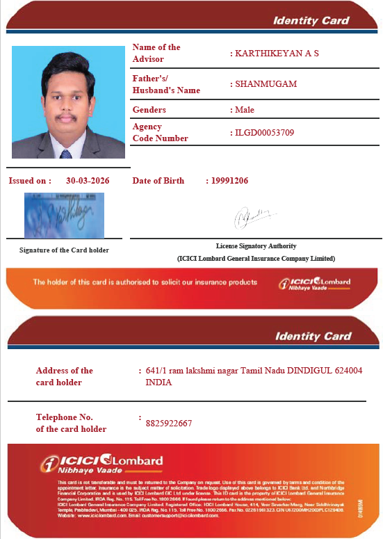 ICICI LOMBARD ID CARD